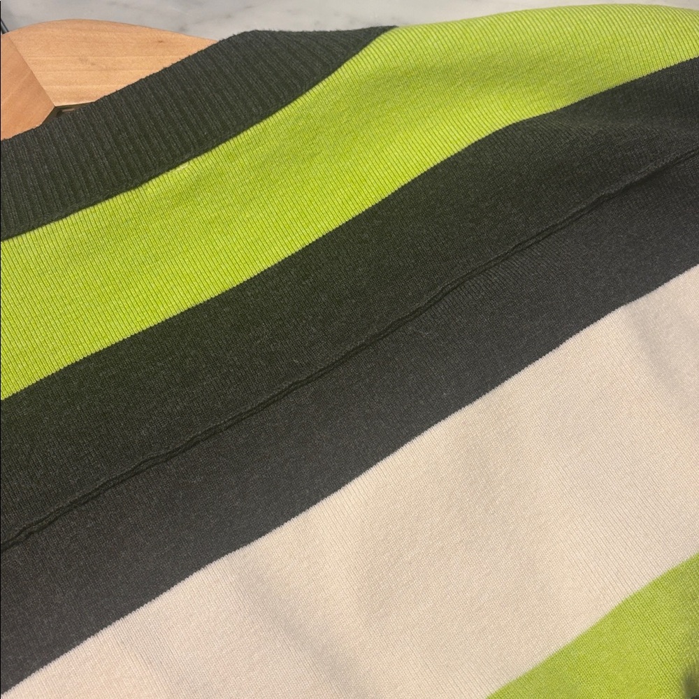 NWT Free People A League of Her Own Striped Cardigan in Carbon Lime, M - Picture 12 of 12
